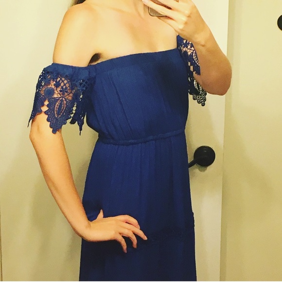Macy's Dresses & Skirts - Blue Off the Shoulder Maxi Dress